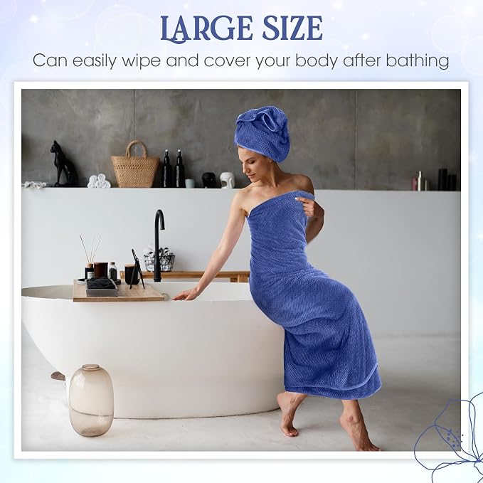Peryiter Oversized Bath Towels Set of 6 for Adults 40x80 Inches Extra Large Bath Towel Sets Bathroom Sheets Jumbo Shower Towels Quick Dry Absorbent Soft Microfiber for Adults (Dark Blue)