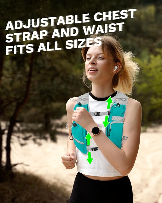 Running Vest for Women and Men, Hydration Running Backpack, Runners Vest, Hydration Vest, with Front Phone Holder, Adjustable Chest and Waist Strap