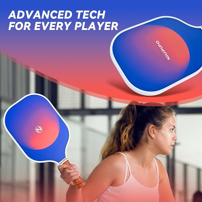 niupipo Pickleball Paddles Set of 2/4/1, USAPA Approved Carbon Fiber & Fiberglass Hybrid, Easy Power, Polypropylene Honeycomb Core, Cushioned 4.72" Grip, Bag/Cover, Pickleball Paddle Set for Men Women