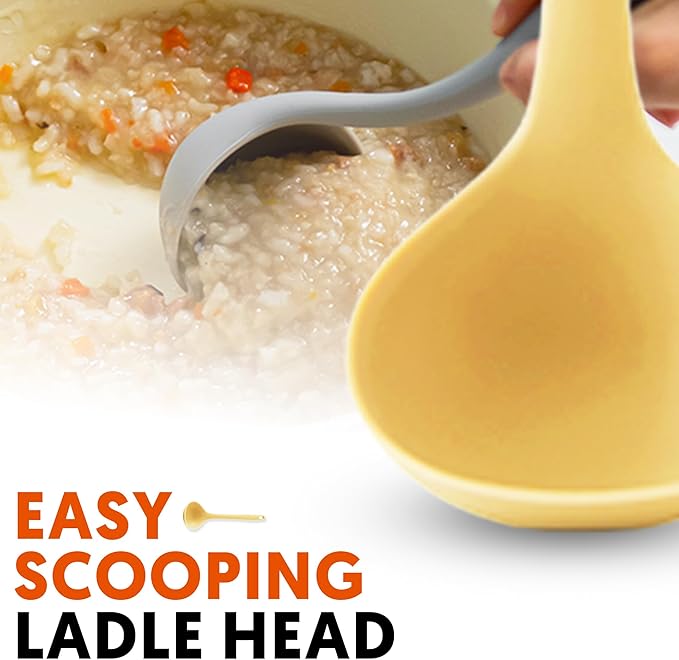 Platinum Silicone Cooking Ladle for Baking, Scraping & Mixing, 100% Food Grade Colorful Silicone Kitchen & Serving Utensils, Heat Resistant, Non-Stick Cookware - 8.6 inch Butter Yellow