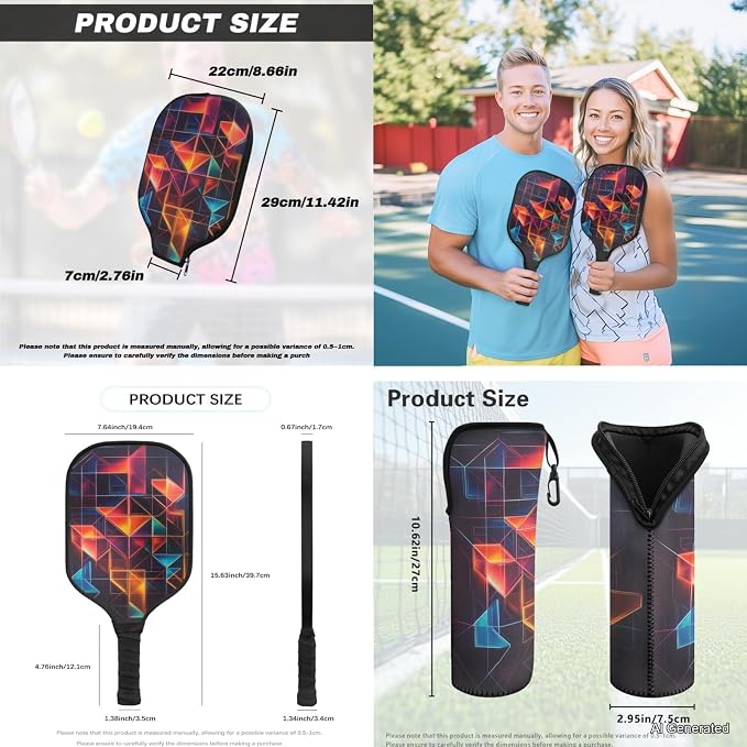 Pickleball Paddles Set 3PCS Pickleball Paddle Case Pickleball Racket Pickleball Bag Ideal for Beginners Gifts