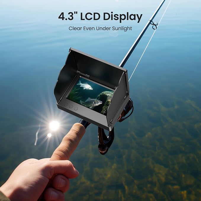 Eyoyo Underwater Fishing Camera, 5000mAh Battery, Infrared Night Vision, IP68 Waterproof Portable Fish Camera for Ice, Lake, Boat & Kayak Fishing