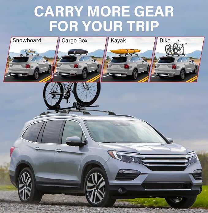 300lbs Roof Rack Cross Bars Compatible with Honda Pilot 2016-2022 with Flush Rails with Lock Aluminum Cross Bar for Rooftop Cargo Carrier Luggage Kayak Canoe Bike Snowboard