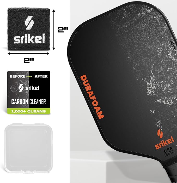 Pickleball – Paddle Cleaner Eraser with Carrying Storage Case, Premium Carbon Fiber Pickle Ball Racket Cleaner, Fast & Easy Rubber Eraser Removes Ball Residue, Dirt & Scratches
