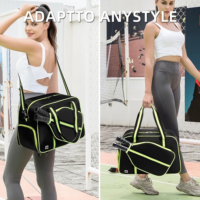 ROYALFAIR Pickleball Tote Bag for Women Men Large Capacity with Paddle Cover Pocket Internal Shoe Pocket and Adjustable Shoulder strap