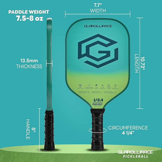 Pickleball Paddles Set of 2 | 4 Pickleball Rackets, USAPA Approved Pickleball Set, Fiberglass | Carbon Fiber Surface & 13 mm PP Honeycomb Core,4 Indoor & Outdoor Pickle Balls