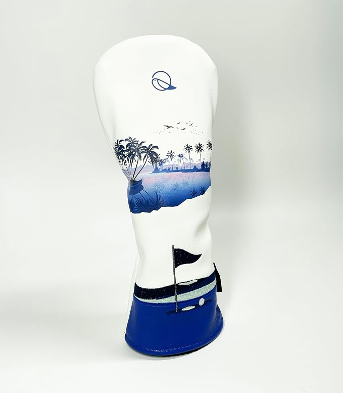 Golf Headcover for Hybrids and Fairway Woods Premium Leather Head Cover. Digitally Printed and Embroidered Design.