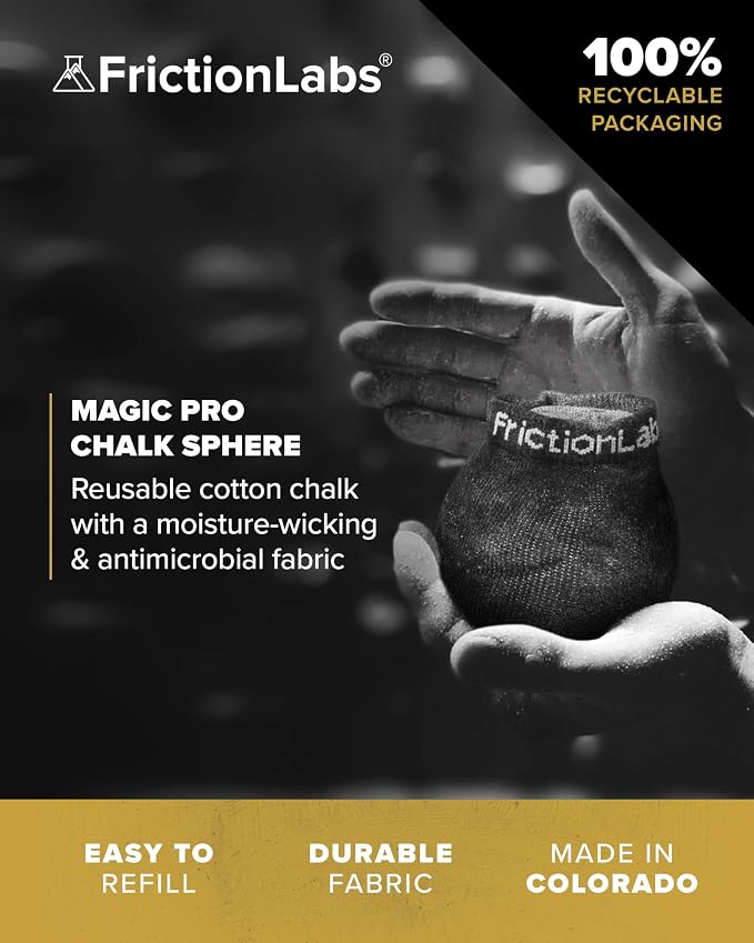 Friction Labs Bundle - Includes 2.2 oz Magic Pro Chalk Ball + 5 Individual Gym Chalk Discs - Ideal for Rock Climbing, Bouldering, Weightlifting, Gymnastics, and Indoor or Outdoor Training