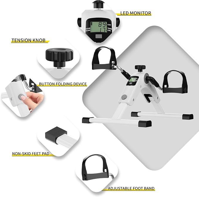 MOMODA Under Desk Bike Pedal Exerciser with LCD Display Portable Mini Exercise Bike for Arm and Leg