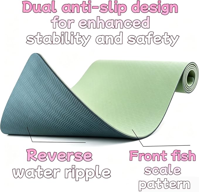 Extra Thick Yoga Mat 0.315 Inch, Non Slip 72x24 Inch, POE Eco Friendly Cushioned Mat for Home Gym Yoga Pilates Men Women