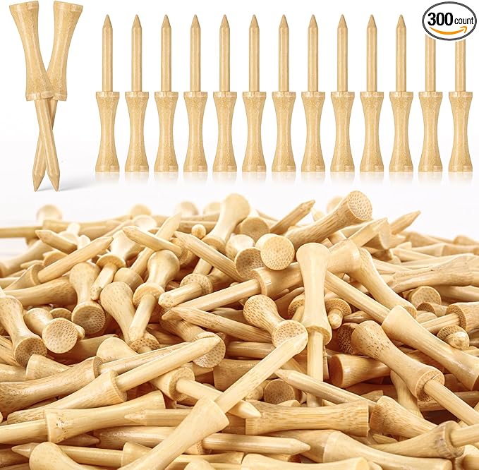 Mudder 300 Pack Step Down Golf Tees Wooden 2-3/4 Inch Bulk Bamboo Golf Castle Tees for Practice Accessories