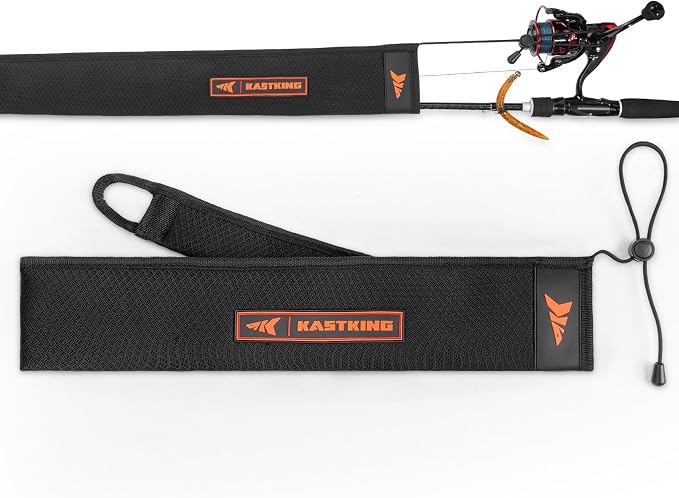 KastKing MeshGuard Rod Socks, Fishing Rod Sleeve, Neoprene Fishing Pole Sleeve, Fishing Rod Covers, Built-in Hanging Loop & Adjustable Lanyard, Fits Casting, Spinning, & Fly Rods