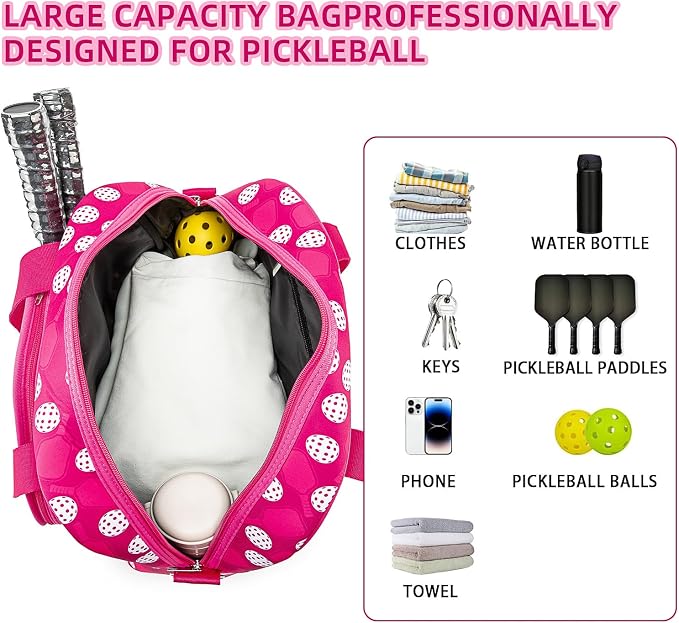 ROYALFAIR Pickleball Bag, Pickleball Tote Bag Large Capacity Adjustable Shoulder Strap for Pickleball Paddle Shoulder Bag, Made of neoprene, Has insulation and waterproof function ﻿
