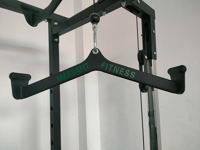 MARSAFIT Home Gym Fitness Rowing T-bar V-bar Pulley Cable Machine Attachment, Bicep Curl Tricep LAT pulldown Bar Back Strength Training Handle Grips LAT Pull Down Bar for Seat Row Workout