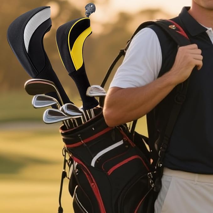 Wood Headcover Golf Club Covers Driver Headcovers Nylon Head Covers Designed to Fit All Woods - 3/4/5/6 Pack/Set Golf Accessories Suitable for Men and Women