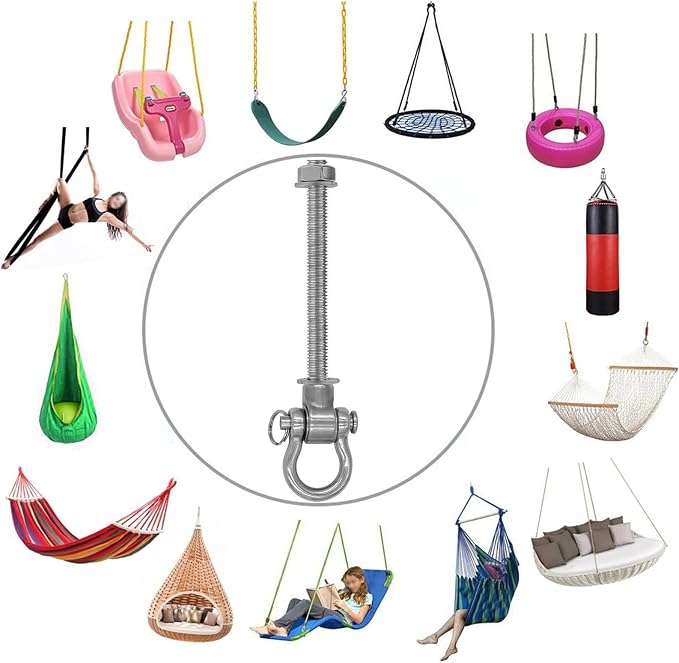 4 Bearing Silent Heavy Duty Swing Hanger Permanent Anti-Rust 180° Swing, 1500 lb Capacity sandbag Yoga Swing Hammock Chair,11''