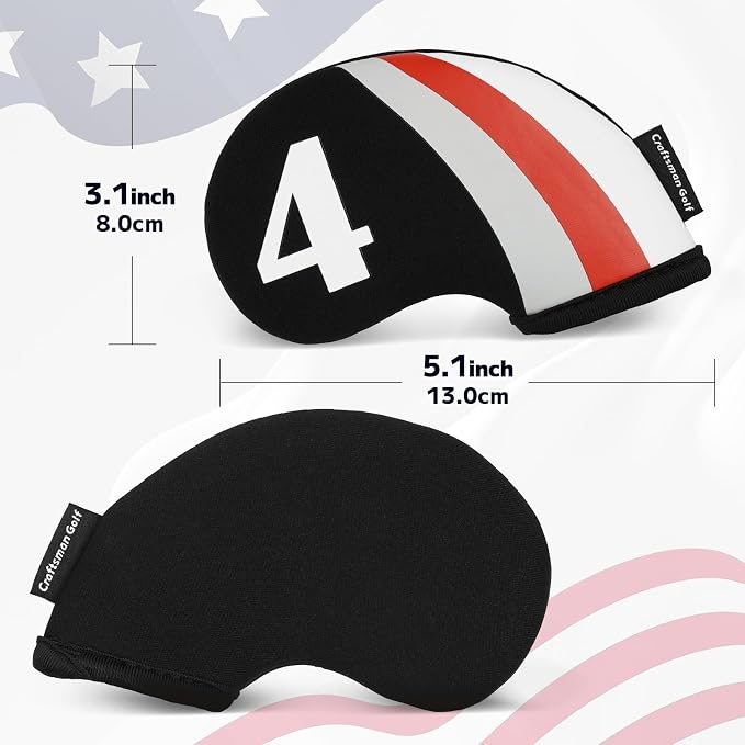 Craftsman Golf US Flag Neoprene Golf Club Head Cover Wedge Iron Protective Headcover for Callaway, Ping, Taylormade, Cobra, Etc.