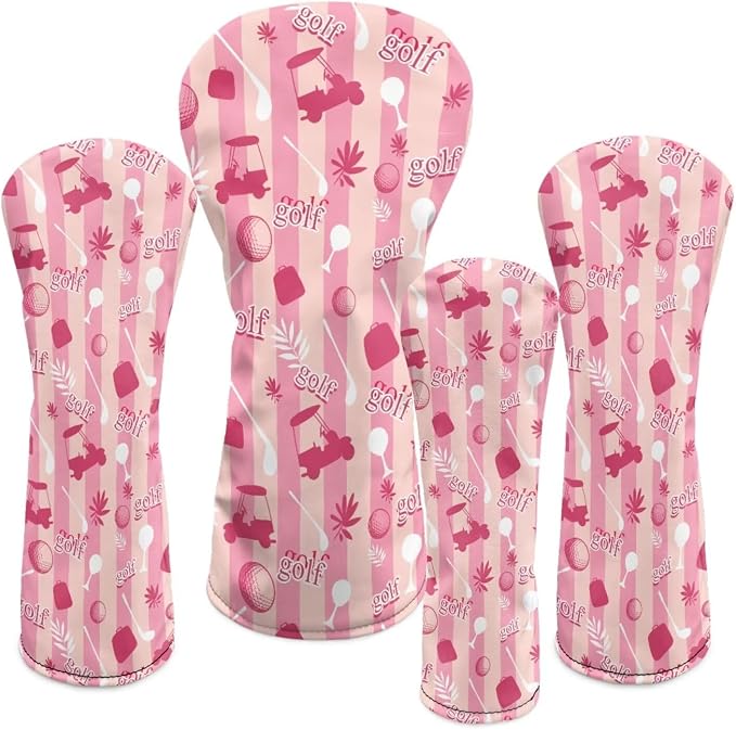 Rnyleeg Golf Club Head Covers for Women Driver Head Cover Leather Fairway Wood Headcover Hybrid Headcovers for Golf Clubs