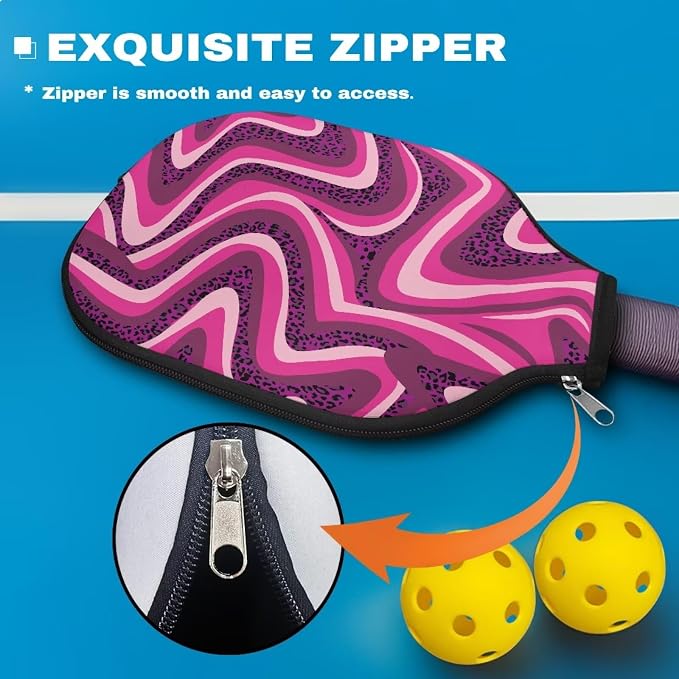 Abstract Geometry Pickleball Paddle Covers 2 Pack Neoprene Pickle Ball Paddle Cover with Zipper Waterproof Racket Sleeve Pickleball Paddle Accessories for Racket Storage