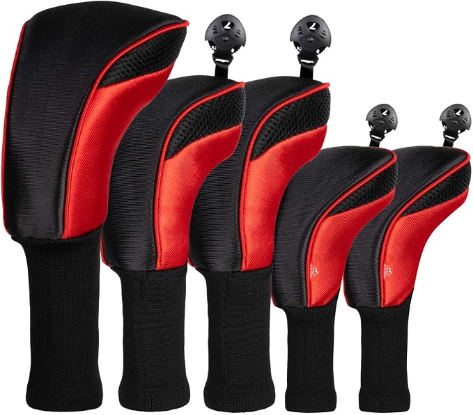Golf Club Head Cover for Driver Fairway Hybrid 3 Pcs Woods Headcovers, Golf Accessories Head Covers Set with Interchangeable No. Tags 3 4 5 7 X Golf Accessories for Men Women
