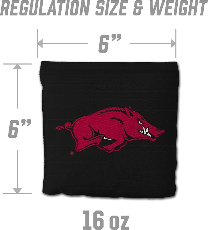 YouTheFan Officially-Licensed NCAA Set of 8 Cornhole Bags - All Weather Dual Sided Slide & Stop - Regulation Size with Carry case
