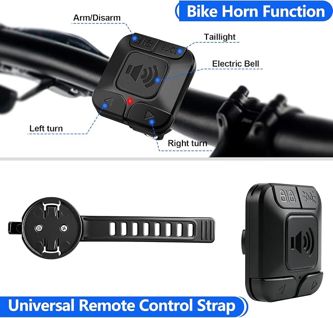 NineLeaf Bike Turn Signals, Turn Signal Kit for Ebike, Bike Turn Signals Front and Rear Auto On/Off Electric Bell Automatic Brake Light Remote Control Rear Light USB Rechargeable IP65 Waterproof
