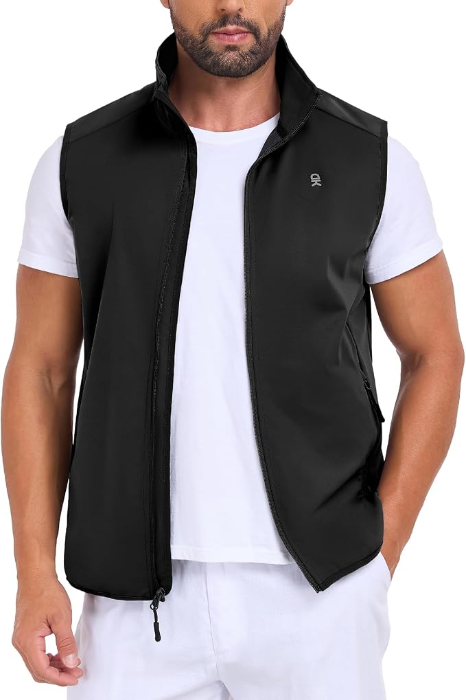 Little Donkey Andy Men's Water-resistant Outerwear Vests, Stretch Windproof Vest for Cycling, Running, Golf