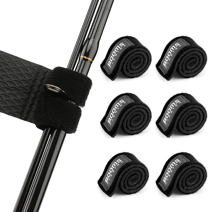 Booms Fishing PB4 Fishing Rod and Reel Case 4.4ft~5ft and RS3 Fishing Rod Wrap Pole Straps 9.6" 6pcs