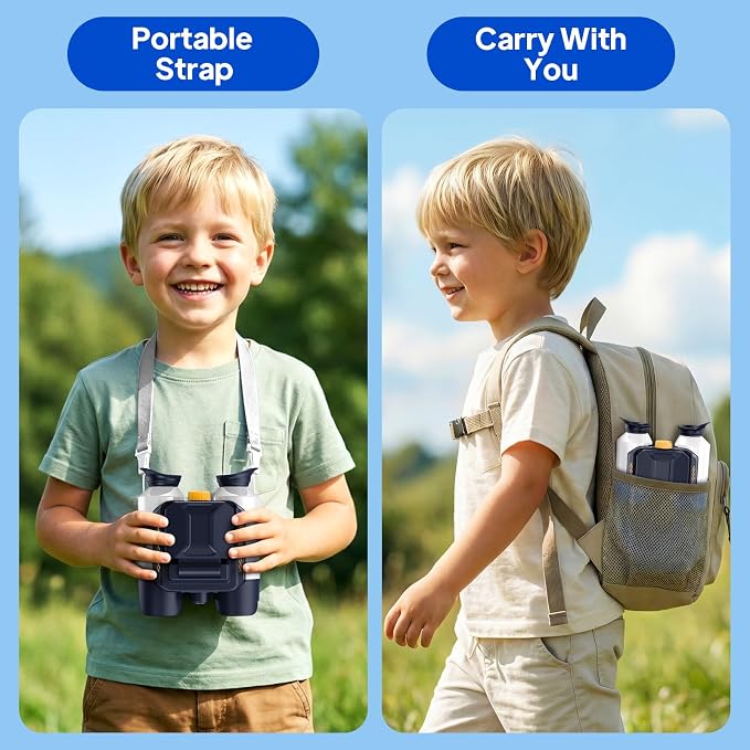Kids Binoculars with Night Vision, 10x Optical Magnification Digital Binocular with 2.4" HD Screen & 20 Games, STEM Outdoor Exploration Camping Toys Gifts for Boys Girls Age 7-12+ (White&Purple)