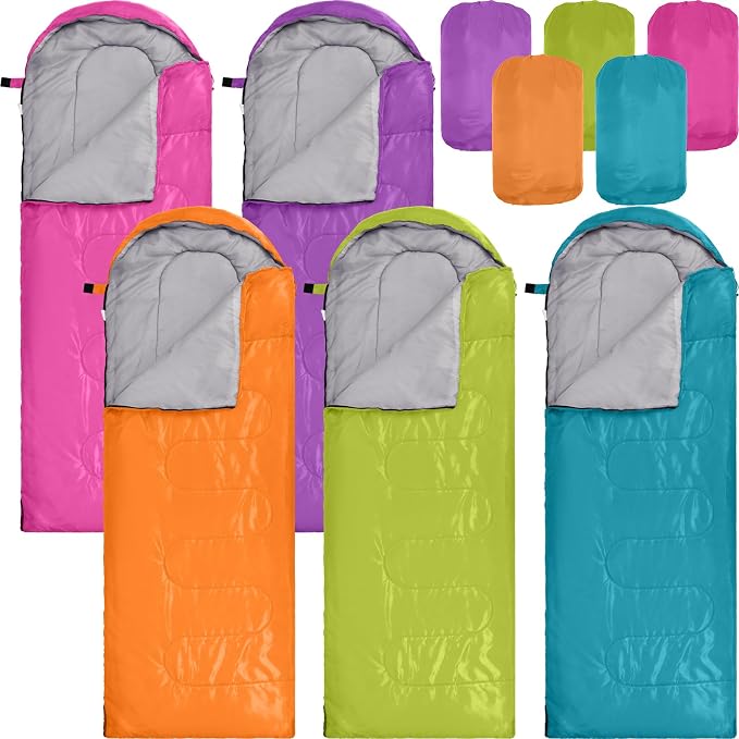 Macarrie 10 Pcs Bulk Sleeping Bags for Adults 0 Degree Waterproof Emergency Sleeping Bags with Compression Sack for Camping Hiking Backpacking Outdoor Activities
