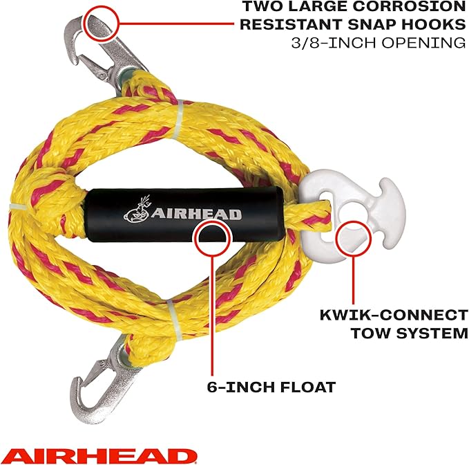 Sportsstuff Booster Ball, Towable Tube Rope Performance Ball Dimensions inflated & Airhead Heavy Duty Tow Harness for 1-4 Rider Towable Tubes, Water Skis, Wakesurf Boards and Wakeboards, 12-Feet