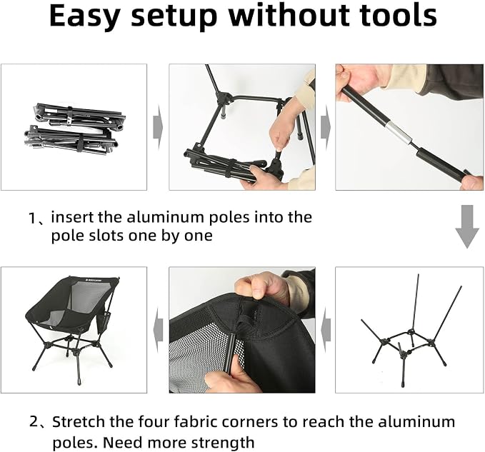 ROCK CLOUD Portable Camping Chair Ultralight Folding Chairs Outdoor for Camp Hiking Backpacking Lawn Beach Sports