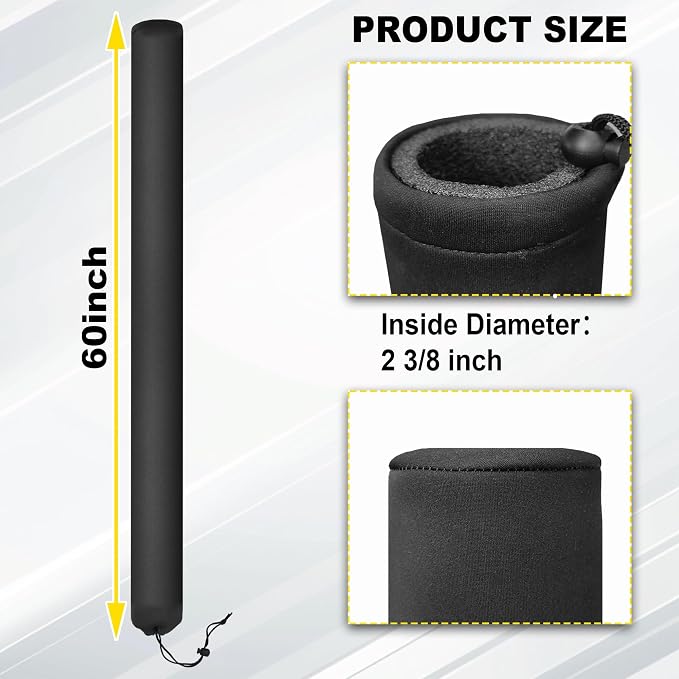 Pair of Boat Trailer Guide Pole Pad and Cover Heavy Duty Canvas Boat Trailer Capped Guide Pole Pad Cover- Black