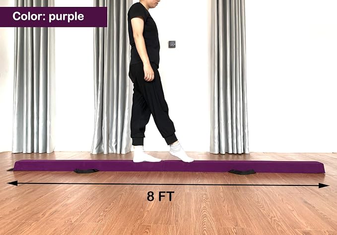 MARFULA 6 FT / 8 FT / 9 FT Folding Gymnastics Beam Foam Balance Floor Beam - Extra Firm - Suede Cover - Anti Slip Bottom with Carry Bag for Kids/Adults Home Use