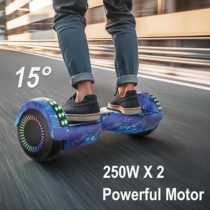 Kids Scooter with Bluetooth Speaker & Corlorful LED Lights, Dual 250W Motor 7.5 Mph Speed, Gifts for All Ages