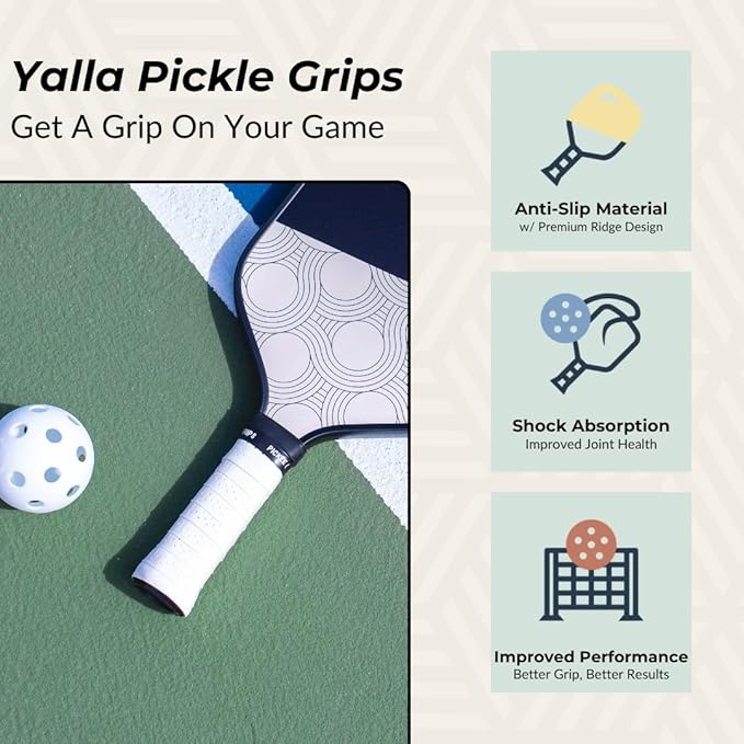 Pickle Grips Pickleball Paddle Grip Tape - Overgrip Grip Wrap for Pickleball Racket - Moisture Wicking Paddle Grip Wrap (2 Pack)
