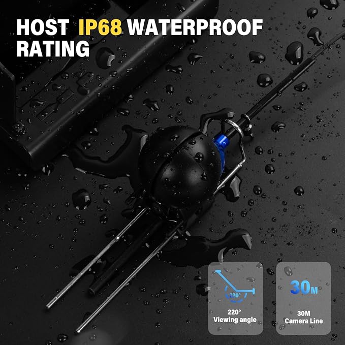 5inch Portable Fish Finder Camera Underwater Fishing Camera, 220° Wide Angle Infrared Night Vision, Host IP65 Waterproof Ice Fishing Camera for Ice, Lake and Boat (B)