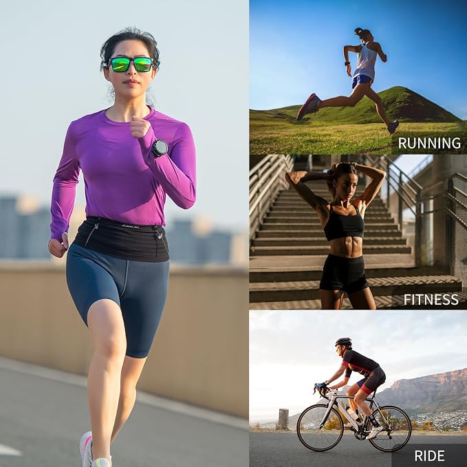 Running Belt for Men Women with 250ml Water Bottle, Lightweight Reflective Waist Pack for Running, Hiking, Training - L