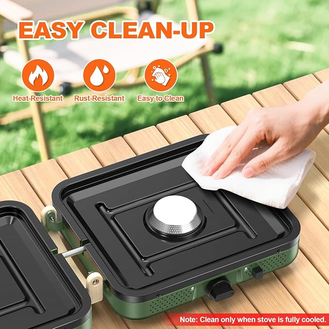 Propane 2-Burner Foldable Camping Stove with Carry Bag, Portable Propane Camp Stoves with Adjustable Burners & Piezo Ignition for Outdoor Cooking, Tailgating, Backyard Gathering(Griddle Not Included)