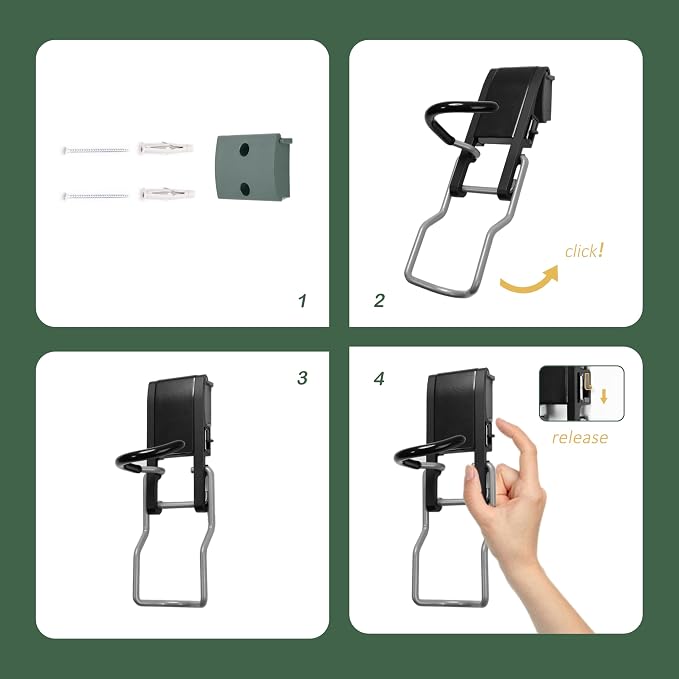 Heavy Duty Wall Mount Bicycle Holder/Hanger/Hook Bicycle Storage for Garage/House, Bike Accessories, Holds up to 110 lbs, 4 Pack