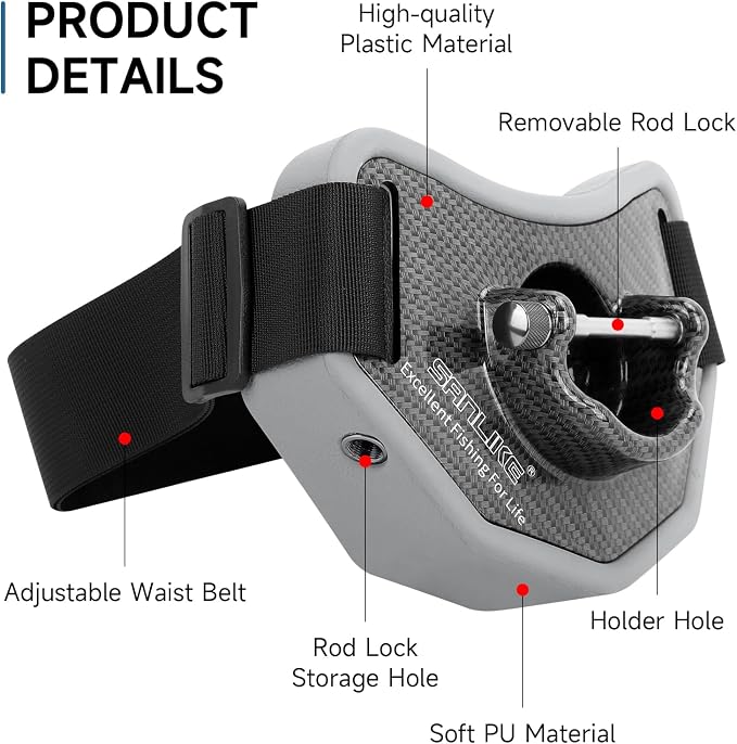 SANLIKE Stand-up Fishing Belt Adjustable Waist Fighting Belt Rod Holder