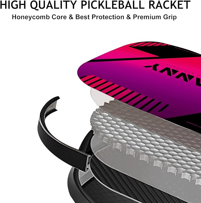OLANNY Graphite Pickleball Paddles Set- Premium Rackets Fiber Face & Polymer Honeycomb Core Pickleball Set Includes Pickleball Paddles + Pickleball Balls+ Replacement Soft Grip + 1 Bag