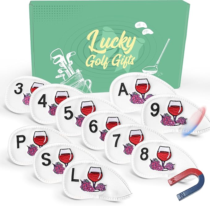 FINGER TEN Magnetic Golf Iron Headcovers Value 11 Pack, Durable PU Leather with Embroidered Numbers for Easy Identification, Multiple Colors Available Fits Most Iron Clubs