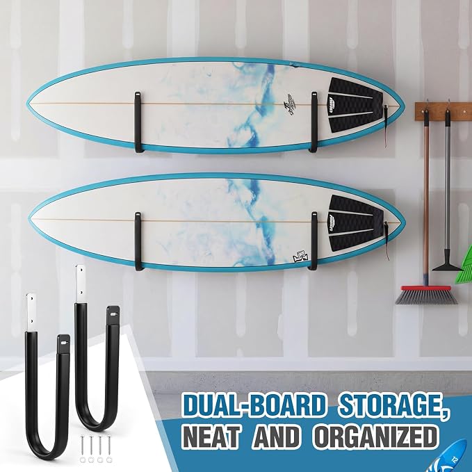 Wesiti Surfboard Shelf Wall Mount Rack Longboard Skateboard Snowboard Kayak Ski Hangers Traction Board Rack Wall Board Surfboard Mount Paddle Surf Storage Skateboard Snowboard Holder Kayak Racks