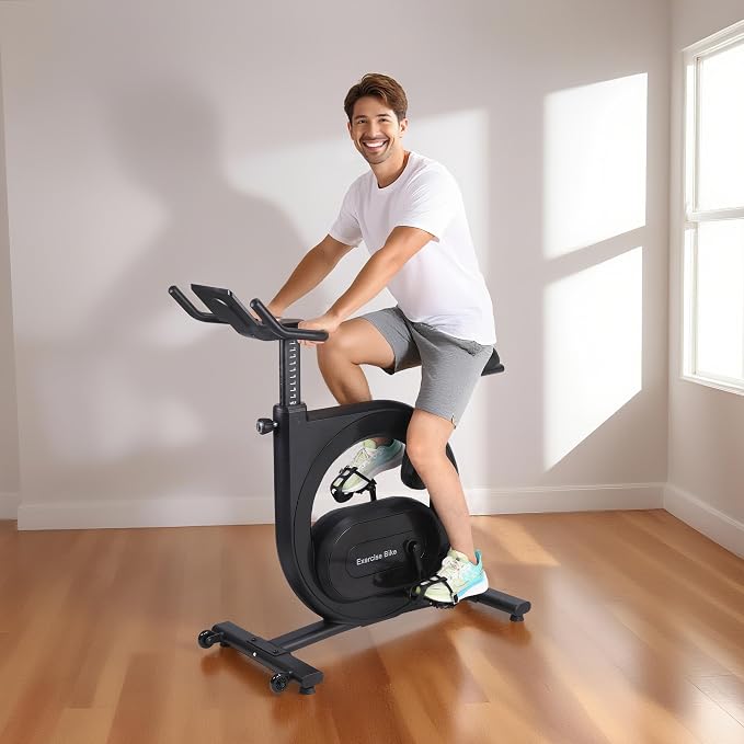 Exercise Bike, Magnetic Indoor Cycling Bike with 28Lbs Flywheel & Smart Resistance, 276LBS Capacity Stationary Bike with LCD Monitor, IPad Mount & App Connectivity