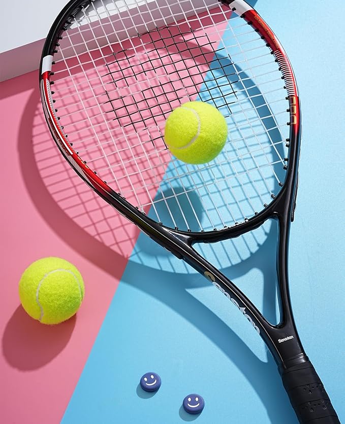 Senston Tennis Rackets for Adults 27 inch Tennis Racquets - 2 Player Tennis Racket Set with 3balls,2 Grips, 2 Vibration Dampers