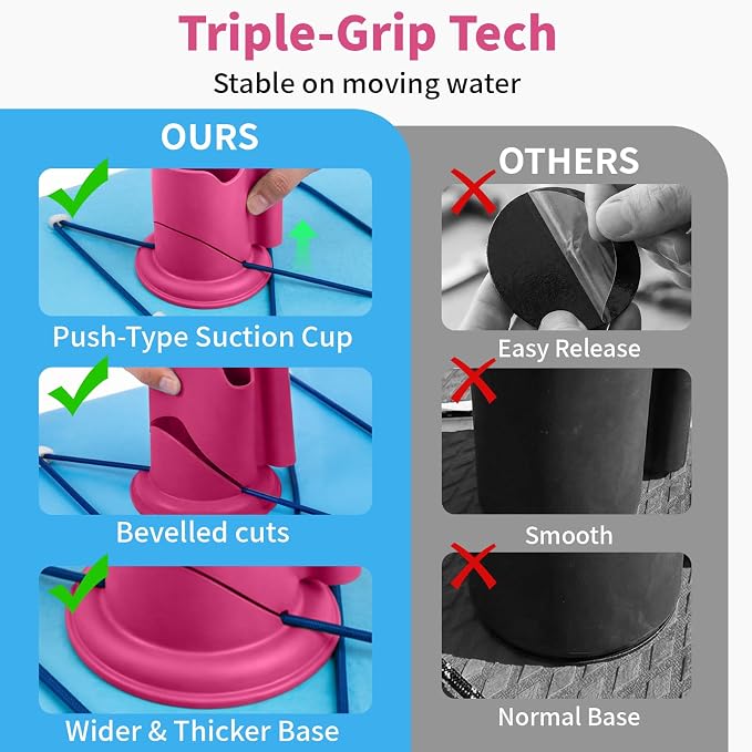 Premium 2-in-1 Paddle Board Cup Holder, Non-Slip Kayak Drink and Phone Holder with Secure Lock System, Universal Cup Holder for SUP, Boat, Surfboard, Canoes, Paddleboard Accessories (Pink)