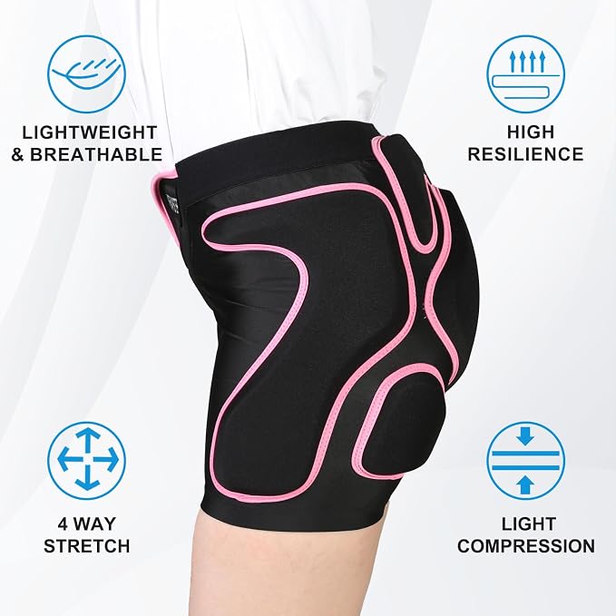 3D Protection Padded Shorts, Hip Butt Tailbone Crash Pad Pants, Impact Protective Gear for Figure Skating Snowboarding Ski Roller Skateboard