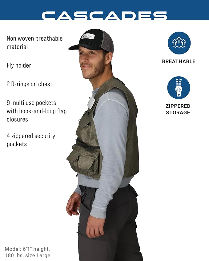FROGG TOGGS mens Cascades Classic50 Fly Vest