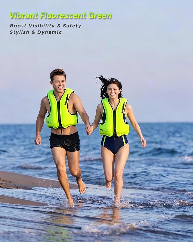 NAXER Inflatable Buoyancy Jackets Snorkel Vests for Adults Kayak Kayaking Snorkeling Suit 90-200 lbs Easy Swimming Boating Paddleboarding Water Sports